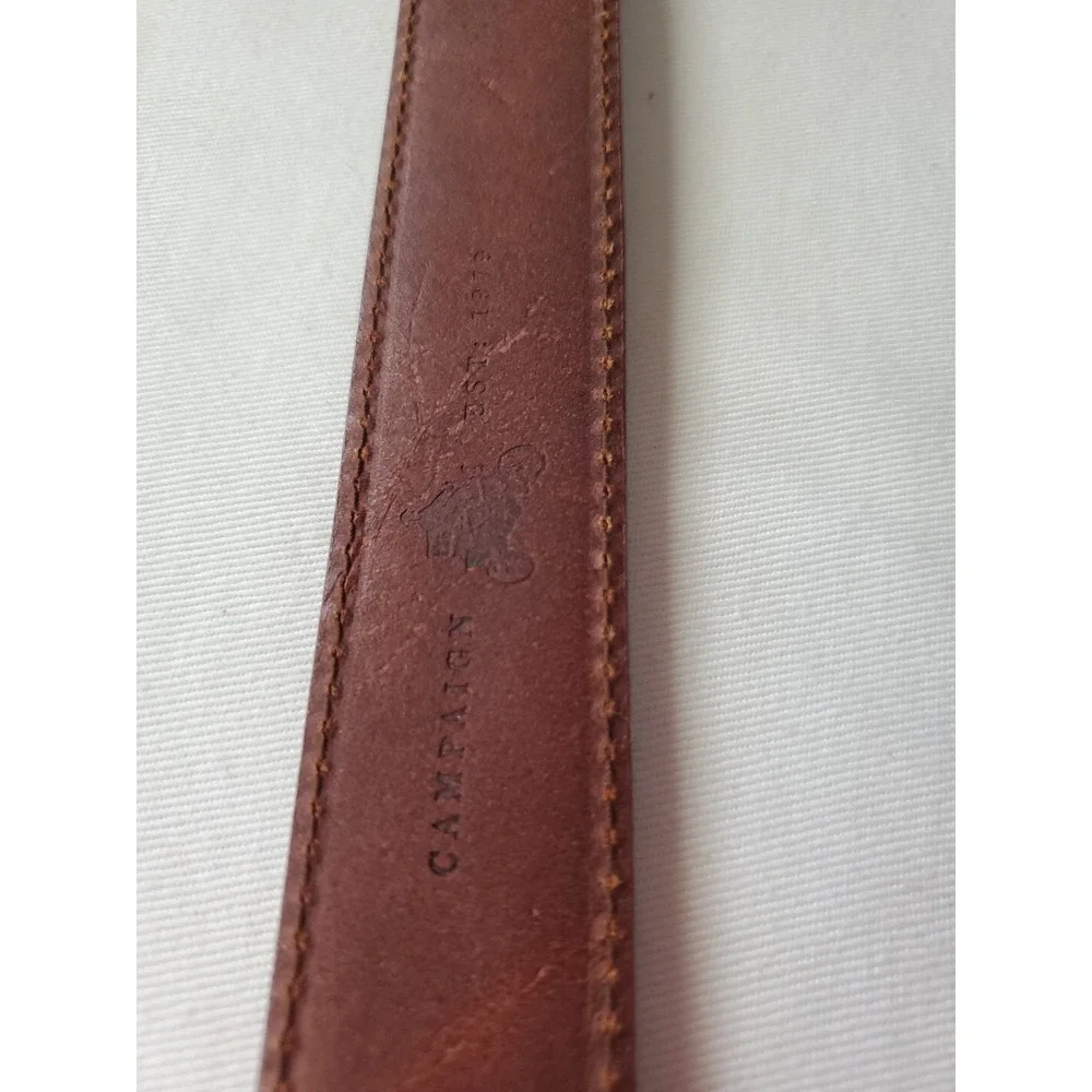 Campaign Est 1879 Genuine Leather Belt Brown‎ Brass Color Hardware Men Sz Small